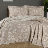 Комплект покривало 240/260 с калъфки МУСЕЛИН - СИЕНТА бежово